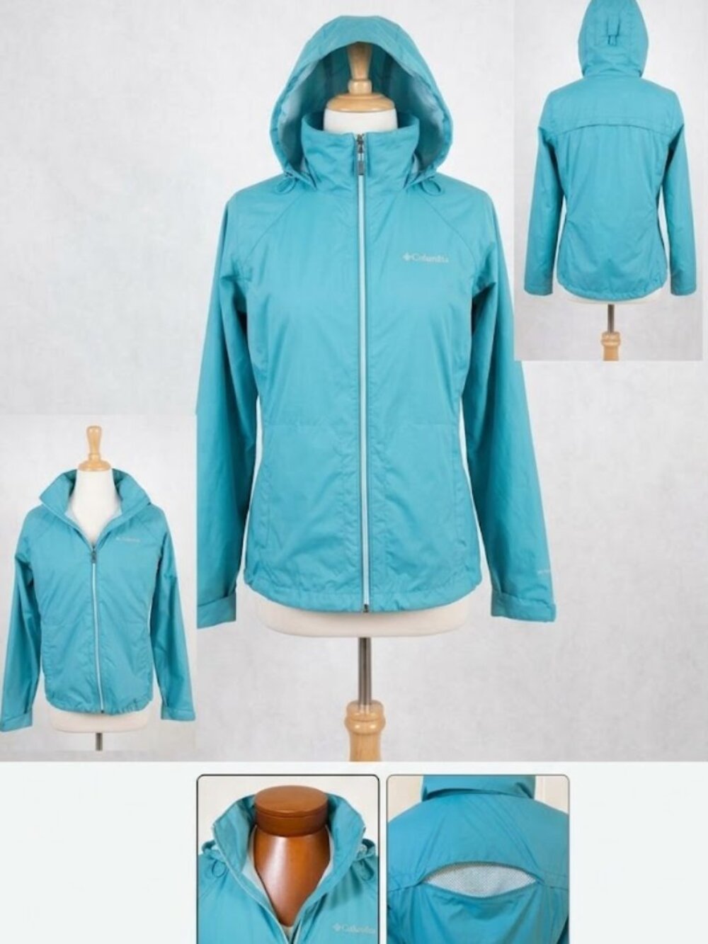 Women's Columbia Omni-Tech Rain Jacket - Turquoise - Size L